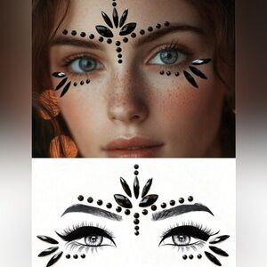 Black Face Gem Lash Accent Stickers